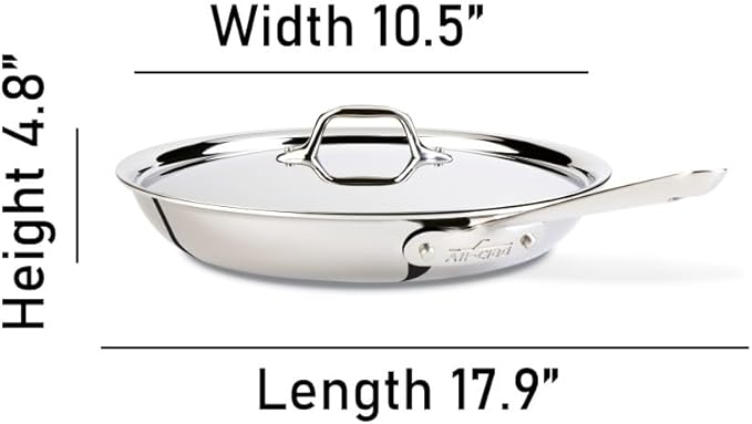 All-Clad D3® Stainless Steel 10 inch Frying Pan Covered- Made in the USA- The Original Bonded Professional Cookware- Oven Safe & Induction Compatible