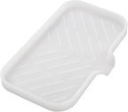 MicoYang Silicone Bathroom Soap Dishes with Drain Spout-Bathroom and Kitchen Sink Organizer,Sponge Holder,Dish Soap Tray,Perfect for Dispenser,Scrubber,Bottle,Cup on Counter Translucent 9.6"×5.3"