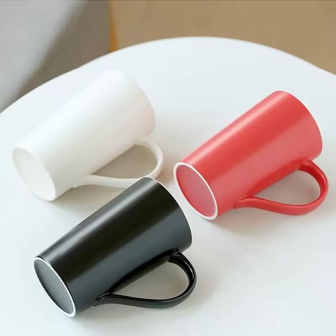 20 OZ Large Diner Coffee Mugs,Tall Beer Cups with Handle Couple's Cups Set of 2,Oversized Cylindrical Design Modern Ceramic Tea Cup for Dad Mom Friends Gift.Matte Black