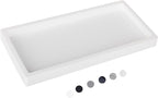 Bathroom Tray, Small Vanity Tray Silicone Soap Dish Sponge Holder Kitchen Sink Organizer Bathroom Accessories for Countertop, Toilet, Shower, Large, White