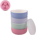 Elk and Friends Kids Porcelain Bowls with Silicone Suction Sleeves | Lids Included | Suitable for Babies/Toddlers | Microwave & Dishwasher Safe | Stay Put Dinnerware | Snack Dishes | 4 Pack