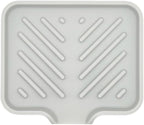 Happitasa Silicone Soap Dish Tray and Sponge Holder with Drain Chute and Feet | 3-Way Sloped Design | Bathroom and Kitchen Sink Organizer Caddy (Light Grey, 5"x4", 3.5 Ounces)