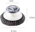 2Pcs Stainless Steel Wool Scrubber with Handle and 1 Pcs Dish Brush,Heavy Duty Pot Scrubbers Dish Scrubber Cleaning Brush Wash for Kitchen Pots, Grills, Pans, Sink (1+2)