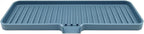 Happitasa Silicone Soap Dish Tray and Sponge Holder with Drain Chute | Bathroom and Kitchen Sink Organizer Caddy (Smoky Blue, 12"x4", 7.4 Ounces)
