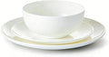 KINGSTONE 6-Piece Bone China Dinnerware Set for 2, Lightweight Porcelain Round Plates and Bowls Set, Durable Scratch Resistant Ceramic Dinner Set, Microwave & Dishwasher Safe, Ivory White