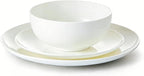 KINGSTONE 6-Piece Bone China Dinnerware Set for 2, Lightweight Porcelain Round Plates and Bowls Set, Durable Scratch Resistant Ceramic Dinner Set, Microwave & Dishwasher Safe, Ivory White