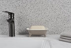 6.5" Ceramic Mini Decorative Clawfoot Bathtub Bar Soap Dish, Kitchen Sponge Holder and Shower Tray for Bathroom, 1 Pack(Taupe)