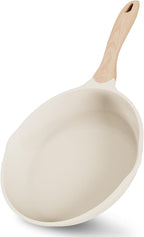 JEETEE 8 inch Nonstick Frying Pan Granite Stone Coating Cookware, Nonstick Omelette Skillet with Soft Touch Handle, Compatible with All Stoves (Beige)