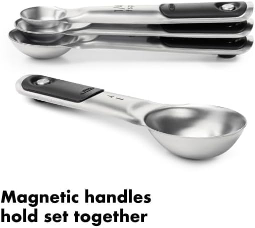 OXO Good Grips 4 Piece Stainless Steel Measuring Spoons with Magnetic Snaps, (Pack of 2)