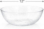 Lillian Collection Stunning Clear Plastic Round Hammered Bowl - 12" (4 Pc.) - Unique Textured Design - Perfect for Parties & Displays