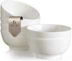AISBUGUR Ceramic Bowls Set of 6-26OZ Deep Soup Bowls Salad Bowls for Kitchen Microwave & Dishwasher Safe - White Serving Bowls for Cereal, Soup, Pasta, Dessert