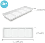 Divided Serving Tray Platter, 3 Pack 17.6" x 6" Fruit Veggie Food Tray for Party, Plastic Serving Trays for Appetizer, Snack, Dessert, Cookie, Brunch Decorations Platters, White Trays BPA-Free