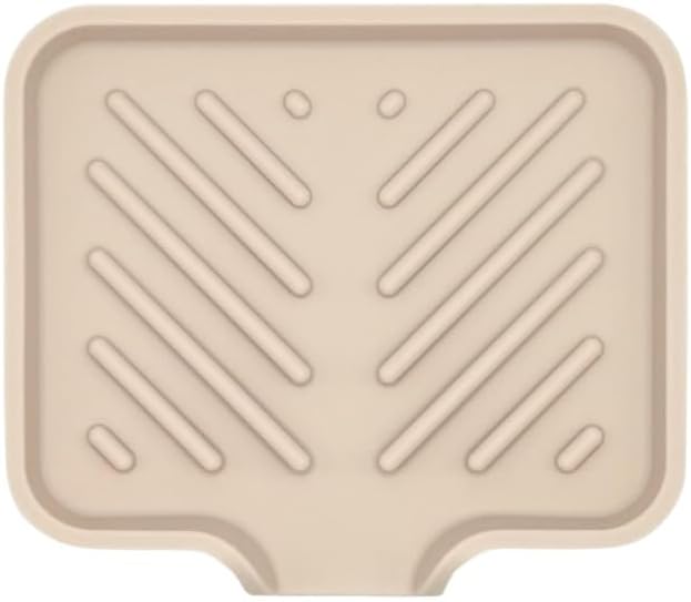 Happitasa Silicone Soap Dish Tray and Sponge Holder with Drain Chute and Feet | 3-Way Sloped Design | Bathroom and Kitchen Sink Organizer Caddy (Sand Dollar, 5"x4", 3.5 Ounces)