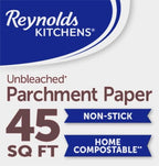 Reynolds Kitchens Unbleached Parchment Paper Roll, Non Stick Parchment Paper for Cooking and Baking, Oven Safe up to 425 Degrees, Chlorine-Free, 45 Feet x 12 Inches, 45 Total Sq. Ft. (Pack of 3)