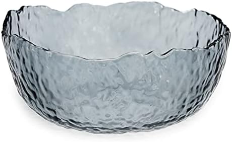 TOSSOW Glass Salad Bowl Irregular Shape Serving Bowls, 25 oz Pyrex Mixing Bowls for Kitchen Prep, Fruit, Snack, Dessert, and Candy Dishes or Nut Bowls(Grey)