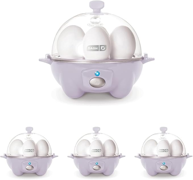 Dash Rapid Egg Cooker - Boiler,Poacher & Steamer - Includes Measuring & Recipe Guide - Dishwasher Safe - BPA Free - Holds 7 Eggs,Lavender,(Pack of 4)