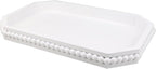 Hrastany White Wood Serving Tray with Beads, Farmhouse Decorative Tray for Table Centerpiece, Christmas Wedding Halloween Home Decor