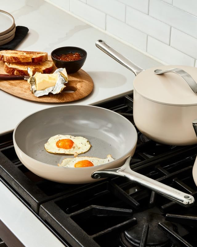 Caraway Nonstick Ceramic Frying Pan (2.7 qt, 10.5") - Non Toxic, PTFE & PFOA Free - Oven Safe & Compatible with All Stovetops (Gas, Electric & Induction) - Gray
