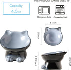 Nihow Elevated Cat/Dog Bowls: 5 Inch Ceramic Raised Cat Food & Water Bowl Set for Protecting Pet's Spine - Feeding & Watering Supplies for Pets - Elegant Gray (4.5 OZ /1 PC)