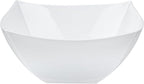 Restaurantware-Moderna 8 Ounce Fancy Plastic Bowls, 10 Square Disposable Salad Bowls - Durable, Heavy-duty, White Plastic Bowl, For Warm And Cold Foods