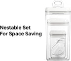 Felli Flip Tite Acrylic Food Storage Container with Lid 6” XL Air Tight Ring Seal Flip Top, Plastic Kitchen Baking Canister for 5 lb Flour Sugar Rice Protein Powder Pantry Organizer (Nest-M, White)