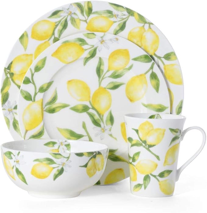 Mikasa Lemons 16-Piece Dinnerware Set, Service For 4, Multicolor