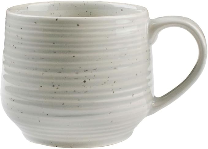 Sango Siterra Artist's Blend 17 oz. Stoneware Mug Set- Service for 4, Rustic Design, Green/White/Beige, Scratch-Resistant, Microwave & Dishwasher Safe, for Everyday Dining & Entertainment