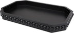 Hrastany Wood Rustic Serving Tray with Beads, Farmhouse Black Decorative Tray for Table Centerpiece, Christmas Wedding Halloween Home Decor