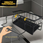 Black Kitchen Sink Caddy Organizer - Sponge Caddy with Self-Draining Tray, Stainless Steel Sink Caddy Kitchen Sink Organizer, Non-Slip Sink Drying Rack for Dishwashing Supplies