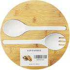 LOVYANXUE Bamboo Fiber Salad Bowl with Servers Set Large 9.8inches Nature Bamboo Mixing Bowl with Servers with Lid Spoon and Fork for Fruits,Salads and Vegetables