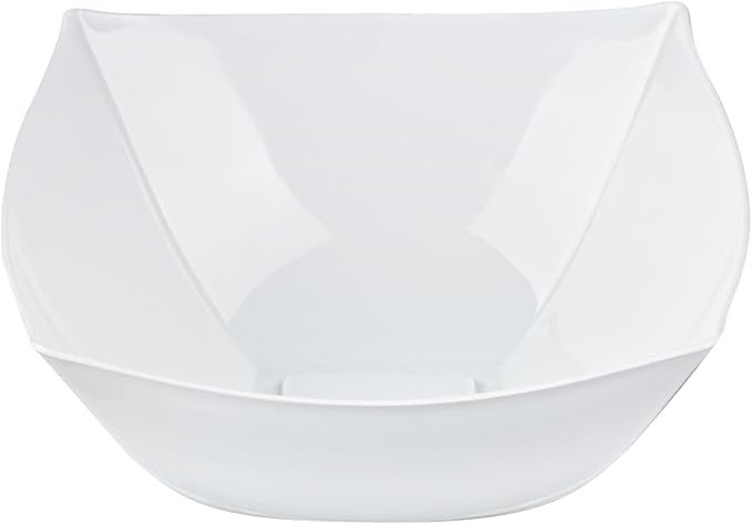 Restaurantware Moderna 8 Ounce Fancy Plastic Bowls 10 Square Disposable Salad Bowls - Durable Heavy-duty White Plastic Bowls For Warm And Cold Foods (Pack of 3)