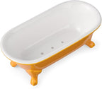 6.5" Ceramic Mini Decorative Clawfoot Bathtub Bar Soap Dish, Kitchen Sponge Holder and Shower Tray for Bathroom, 1 Pack(Golden Yellow)