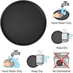 QWORK 16-Inch Round Non-Slip Serving Trays – 4 Pack Rubber Surface Plastic Tray Set for Restaurant, Café & Bar