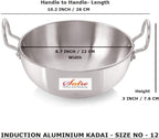 Satre Online and Marketing Aluminium Kadai Size No-12, Kadhai Frying Pan,Thickness 4 mm -Color-Silver