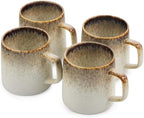 Yellowstone 4-Pc Rainwater Mug Set – Durable Stoneware Coffee Mugs with Reactive Glaze Finish, 13 oz, Microwave, Dishwasher & Oven Safe – Rustic Modern Design for Everyday Use
