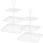 2 Pack of Plastic Square Dessert Cupcake Stand, 3 Tier Cup Cake Holder Tower for Tea Party/Birthday/Wedding, Plastic Tiered Serving Tray (White)