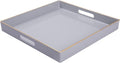 MAONAME Decorative Tray, Gray Serving Tray with Handles, Coffee Table Trays, Square Plastic Trays for Ottoman, Bathroom, Kitchen, 13" x 13" x 1.57"