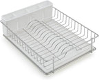 SunnyPoint 304 Stainless Steel Dish Drying Rack with Diatomaceous Earth Drainboard & Removable Utensil Caddy – Rust Resistant Countertop Dish Rack for Kitchen (Silvery-Grey)