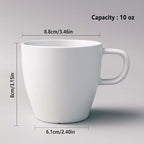 6-Pack 10oz Unbreakable Coffee Mugs, Microwave Safe Premium Drinkware (Up to 320℉), Lightweight Shatterproof White Cups for Keurig, Kids, RV & Camping, BPA-Free (White)