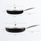 KOCH SYSTEME CS 8"+11" Copper Ceramic Frying Pan Set Nonstick, Oven Safe Cooper Cookware Set, Induction Frying Pan Sets with Lids, Aluminum Pan for Effortless Cooking, All Stoves Compatible