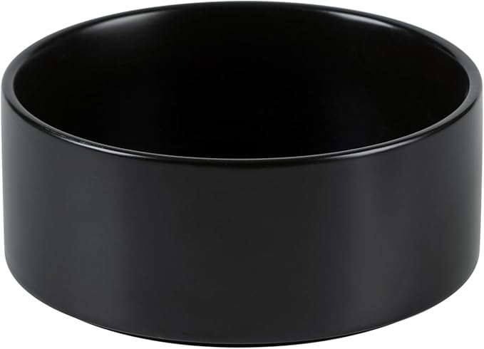 Havniva Ceramic 6.1inch Non-Slip Dog Food and Water Bowl for Small & Medium Breed Dogs,Pet Bowl for Replacement, Protects Cervical Spine (Black)