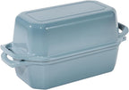 Bread Pan Cast Iron Loaf Pan with Lid Bread Loaf Pan 8.5x4.5 Inch Loaf Pan Enameled Cast Iron Sourdough Loaf Pan, LightBlue