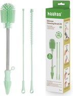 Haakaa Silicone Cleaning Brush Kit – Household Cleaning Brushes for Bottles and Crevices – Food-Grade Silicone: Dishwasher Safe (Kit-Lime)