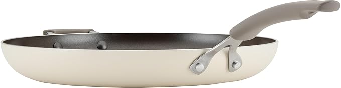 Rachael Ray Cook + Create Nonstick Frying Pan/Skillet with Helper Handle, 14 Inch - Almond