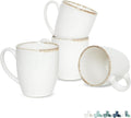 Bosmarlin Ceramic Coffee Mug Set of 4, 17 Oz, Coffee Cups with Big Handle, Microwave Safe, Unique Reactive Glaze (White, 17 Oz)