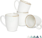 Bosmarlin Ceramic Coffee Mug Set of 4, 17 Oz, Coffee Cups with Big Handle, Microwave Safe, Unique Reactive Glaze (White, 17 Oz)