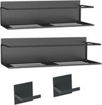 Magnetic Spice Rack For Refrigerator, Space Saving Magnetic Shelf For Fridge Black 2 Pack