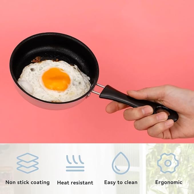 Nonstick Frying Pan 4.9 Inch(12.5cm) Round Egg Pan One Egg Fry Pan Egg Pancake Maker Omelet Mini Dishwasher Safe Cookware Small Egg Skillet, PFOA Free, Portable Pan for Stove Gas Induction Hob