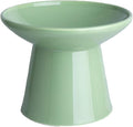 6.2 Inch Extra Wide Elevated Ceramic Cat Bowls, Food and Water Bowl Set for Elder Big Cats Small Dogs, Raised Design for Pet Easy Eating, Protect Cat's Spine Set of 1(Green)