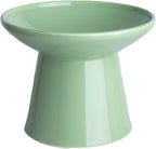 6.2 Inch Extra Wide Elevated Ceramic Cat Bowls, Food and Water Bowl Set for Elder Big Cats Small Dogs, Raised Design for Pet Easy Eating, Protect Cat's Spine Set of 1(Green)
